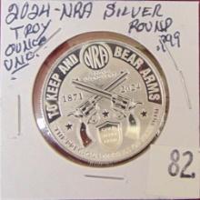 2024 NRA 1 Troy Oz. .999 Silver Round UNC.