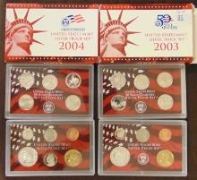 2003, 2004 U.S. Mint Silver Proof Sets.