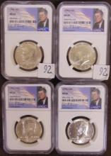 1966, 1968-D, 1969-D, 1970-D NGC MS64 Kennedy Half Dollars.