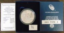 2021 Type 2 Silver Eagle (includes box and paper).