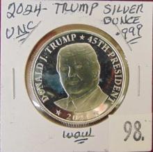 2024 Trump 1 Oz. .999 Silver Round.