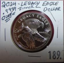 2024 Legacy Eagle Dollar 1 Oz .9999 Silver UNC.