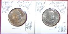 (2) 1979-P Anthony Dollars (narrow and wide rims, nice pair).