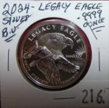 2024 Legacy Eagle Dollar 1 Oz .9999 Silver BU.