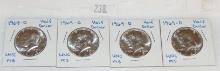 (4) 1964 Kennedy Half Dollars.