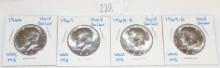 1966, 1967, 1968-D, 1969-D Kennedy Half Dollars.