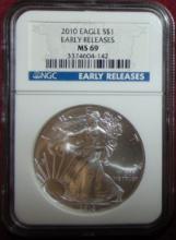 2010 Silver Eagle NGC MS69 (early release).