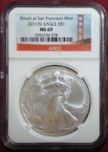 2011 (S) Silver Eagle NGC MS69.