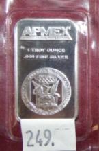 APMEX 1 Troy Oz. .999 Fine Silver Bar.