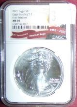2021 Silver Eagle T-2 First Release NGC MS70.
