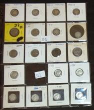 (13) Silver Dimes. (6) Nickels.