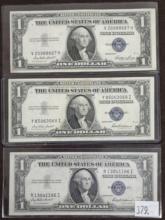 (3) $1 Silver Certificates: Series of 1935E, 1935F, 1935F.