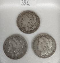 (3) Morgan Dollars: 1892-O, 1899-O, 1901-O.