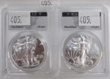 (2) Silvr Eagles: 2017-S PCGS MS70 (San Francisco). 2017-P PCGS MS70 (Philadelphia).