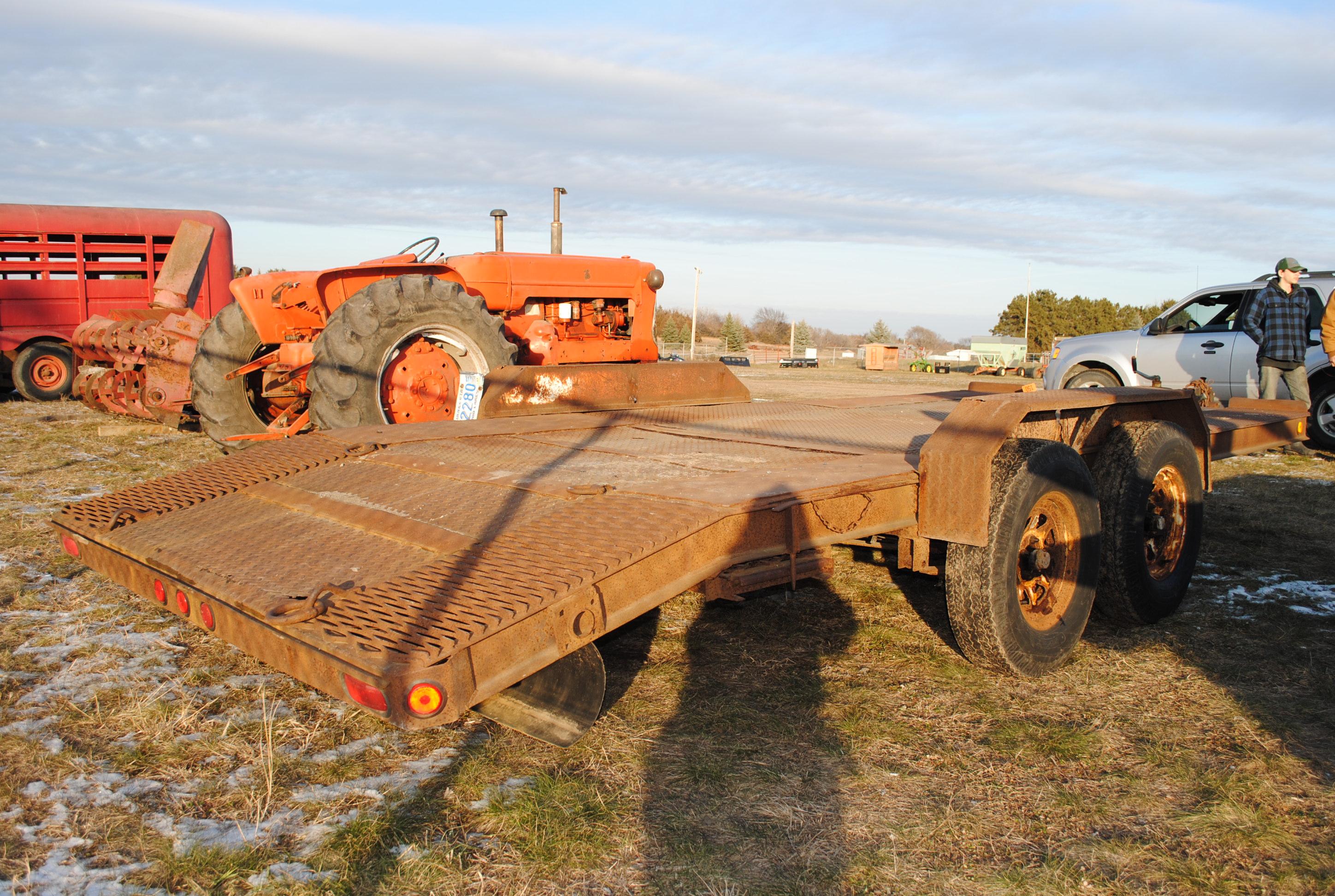 1987 Homemade Trailer, 7'x18', slide in ramps, side toolbox
