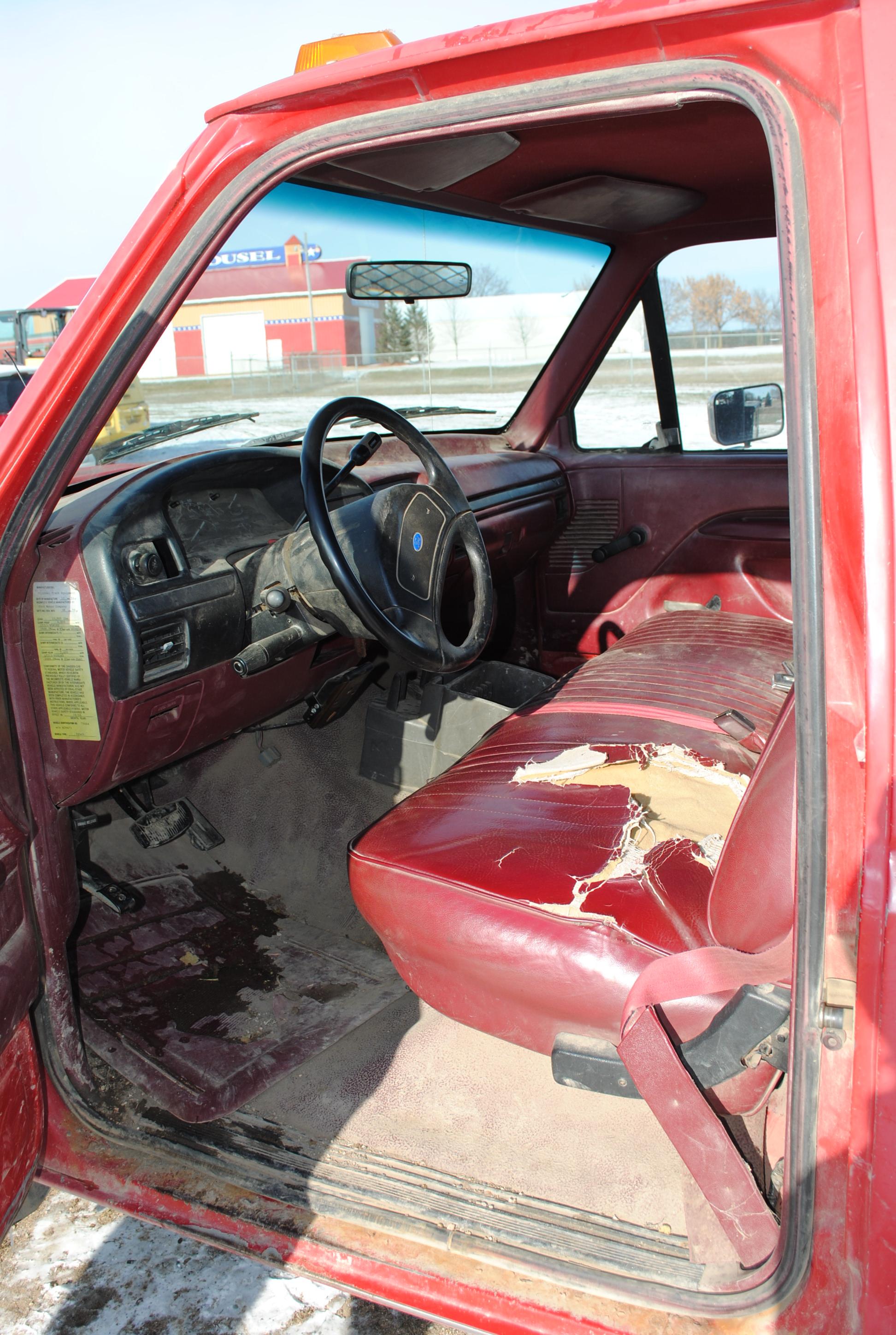 1994 F350, 2WD, 460, V8, Automatic, dually, 94" wide by 8'6" long flatbed with tool boxes, brake con