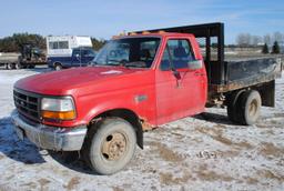 1994 F350, 2WD, 460, V8, Automatic, dually, 94" wide by 8'6" long flatbed with tool boxes, brake con