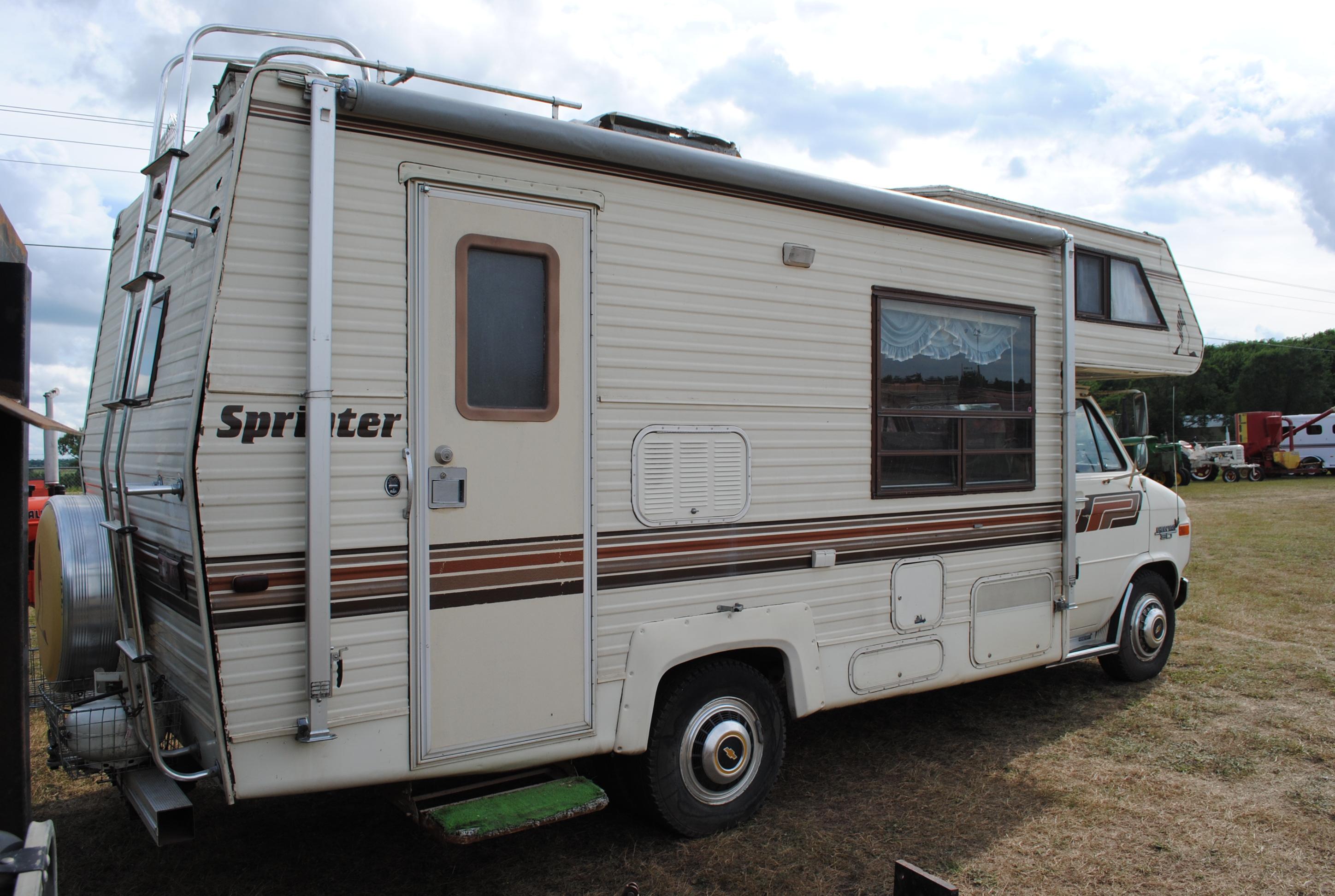 1987 Chevy Van 30 Sprinter by Mallard camper, gas, bed over the top, couch & dinette fold down for s