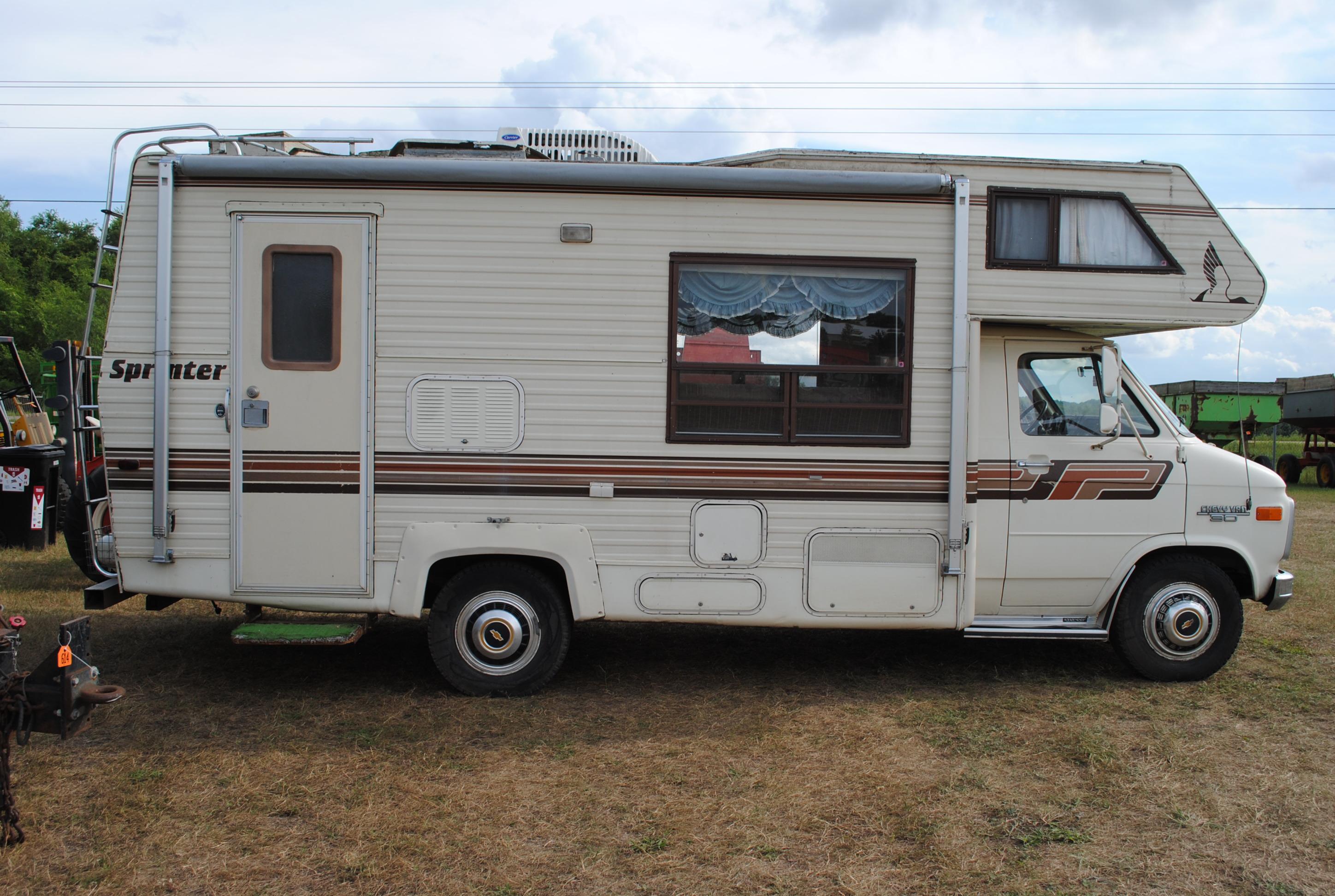 1987 Chevy Van 30 Sprinter by Mallard camper, gas, bed over the top, couch & dinette fold down for s
