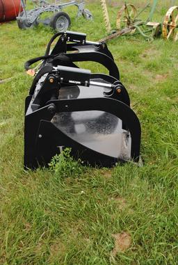 78" Grapple Bucket, bolt-on cutting edge, bolt-on side plates, universal skidsteer mount, new, Jenki