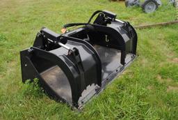 78" Grapple Bucket, bolt-on cutting edge, bolt-on side plates, universal skidsteer mount, new, Jenki