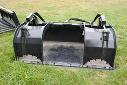 78" Grapple Bucket, bolt-on cutting edge, bolt-on side plates, universal skidsteer mount, new, Jenki
