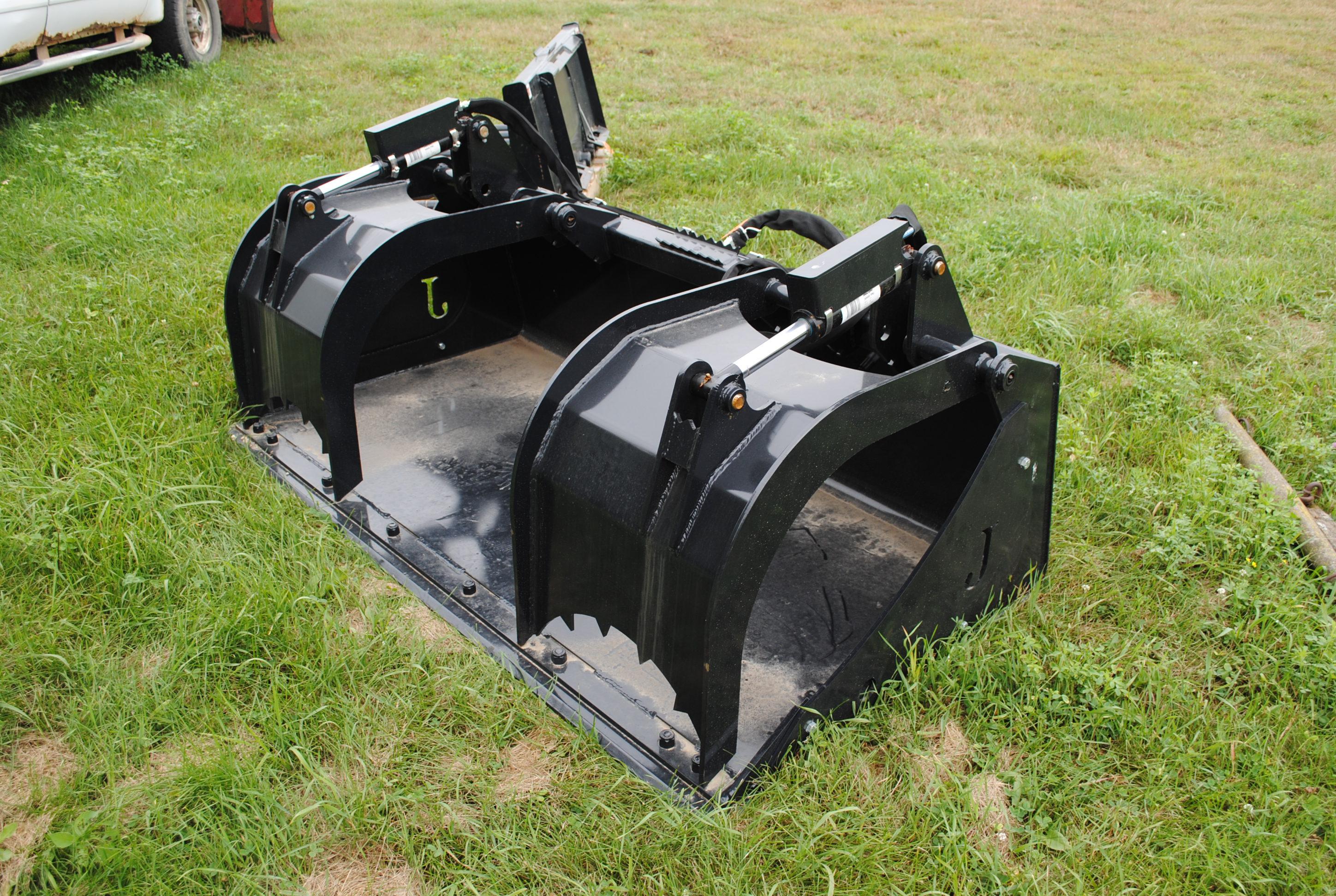 78" Grapple Bucket, bolt-on cutting edge, bolt-on side plates, universal skidsteer mount, new, Jenki
