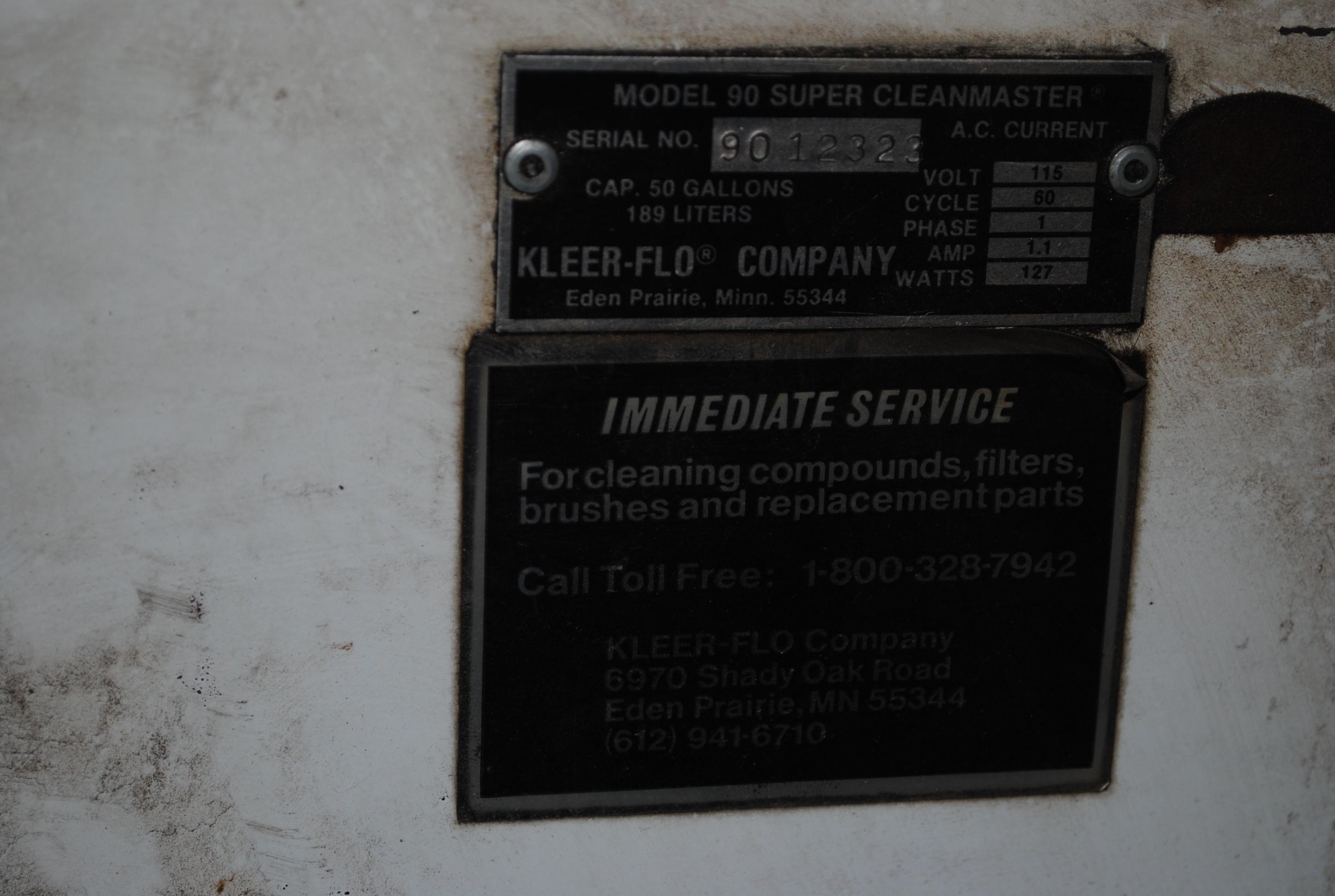 Kleer-Flo Clean Master "Super Cleanmaster Model 90" Parts Washer