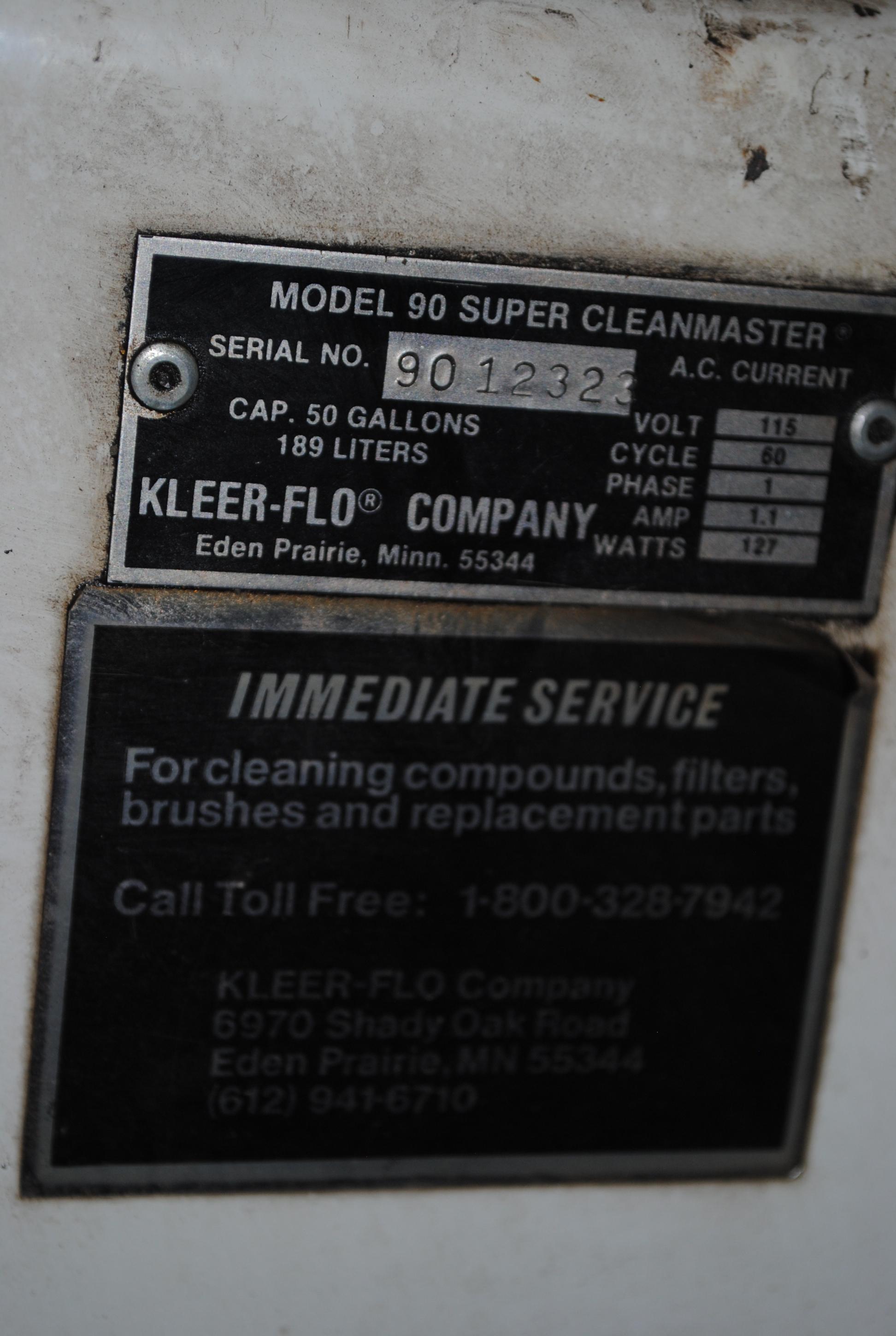 Kleer-Flo Clean Master "Super Cleanmaster Model 90" Parts Washer