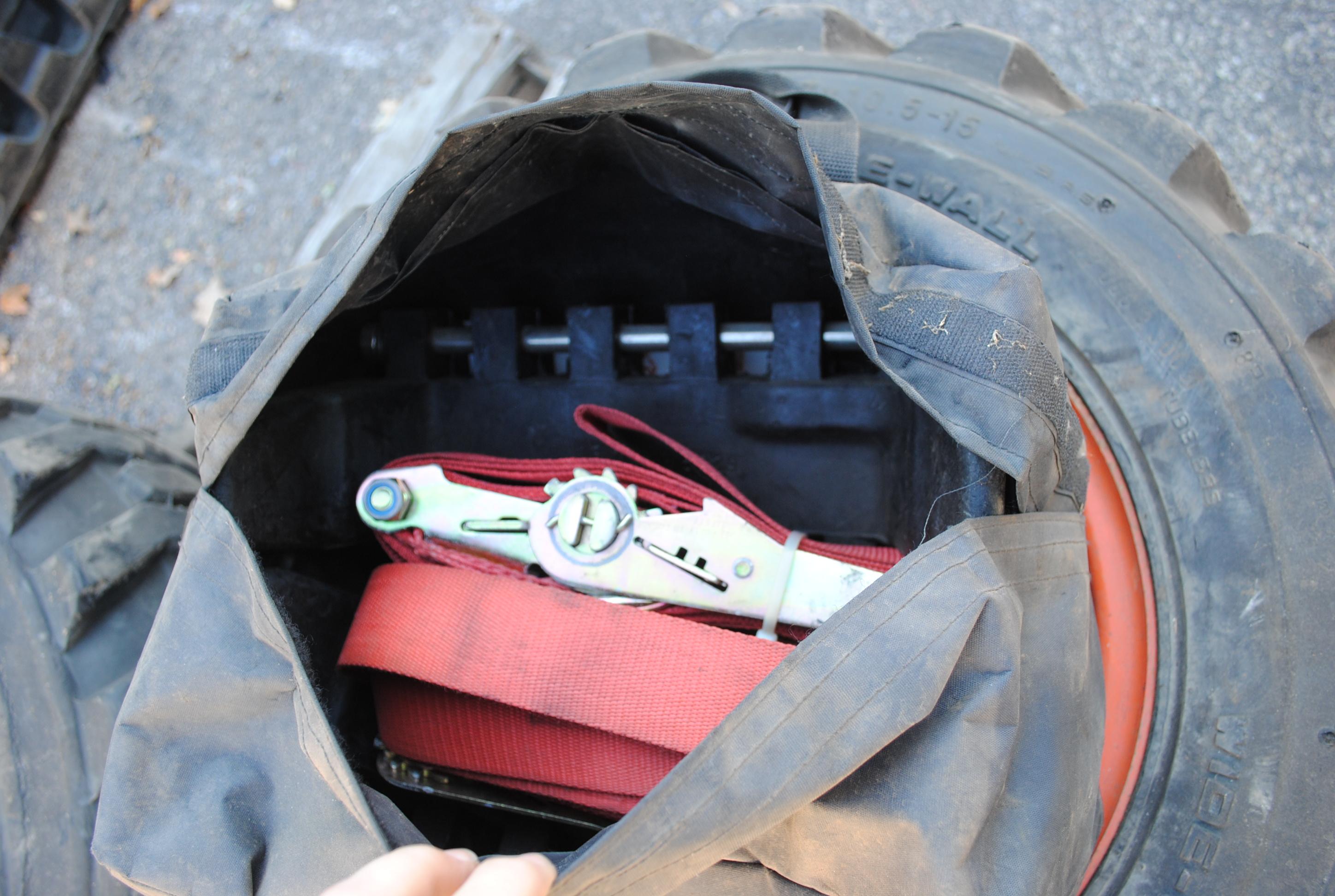Over the Tire Rubber Tracks with tires and wheels and installation tools, fits S185, tires are 27-10