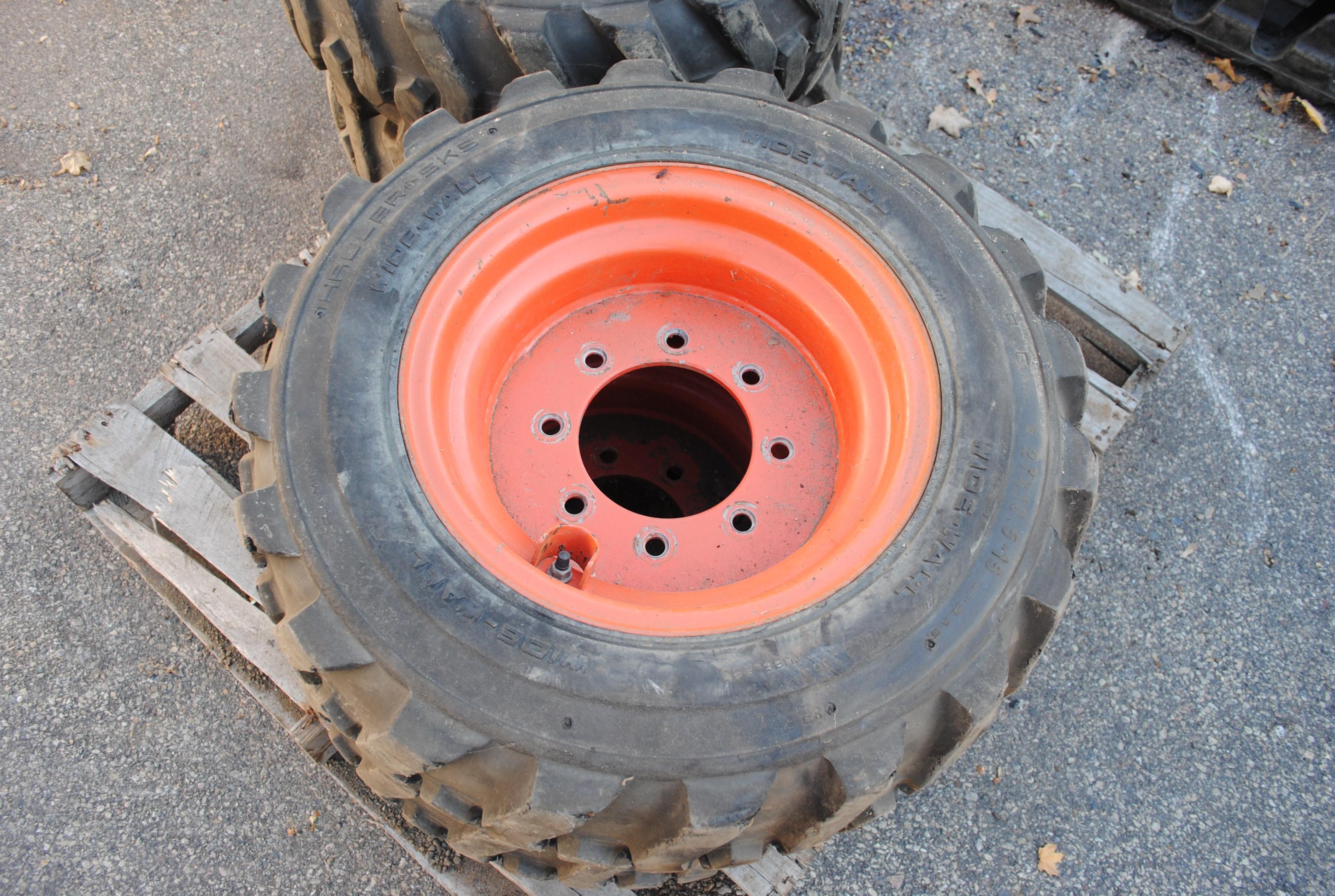 Over the Tire Rubber Tracks with tires and wheels and installation tools, fits S185, tires are 27-10