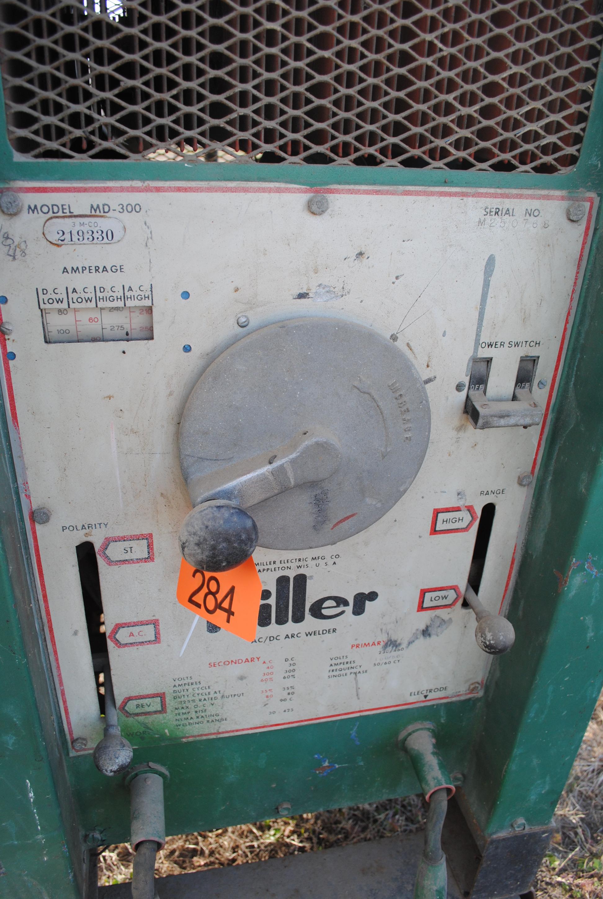 Miller AC/DC Arc Welder, Model MD-300, no leads, on cart, works