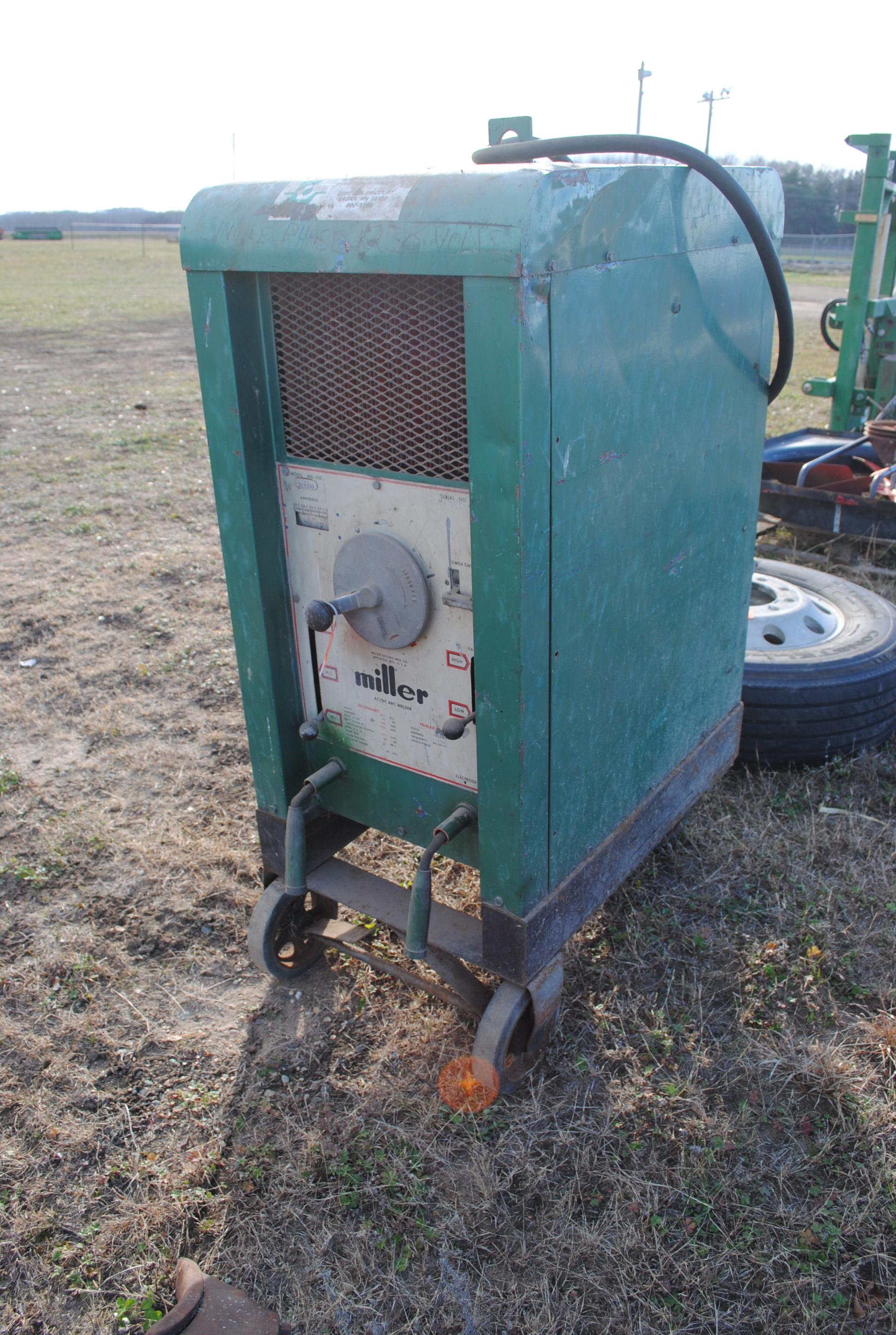 Miller AC/DC Arc Welder, Model MD-300, no leads, on cart, works