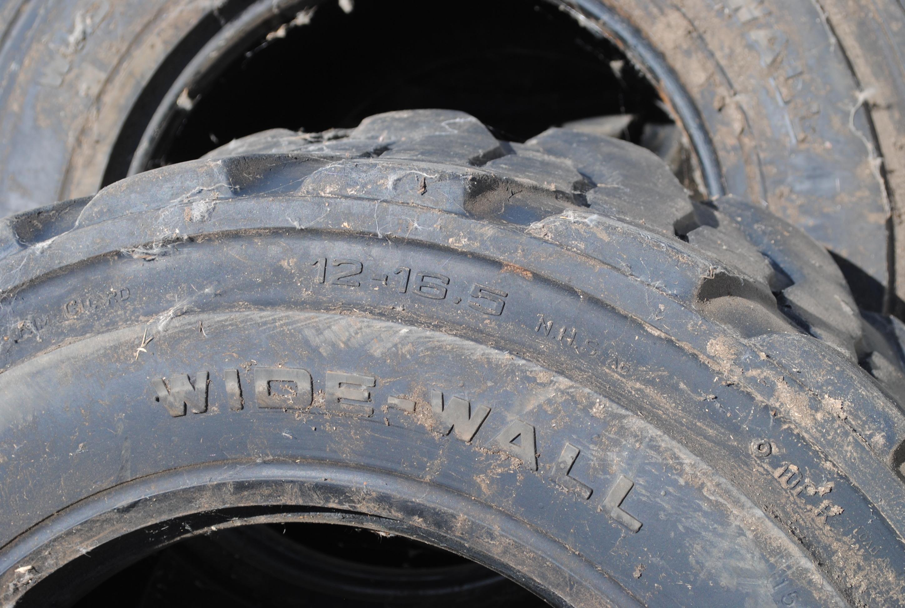 Set of 4 Skidloader tires, Wide Wall 12-16.5 (sell as set)
