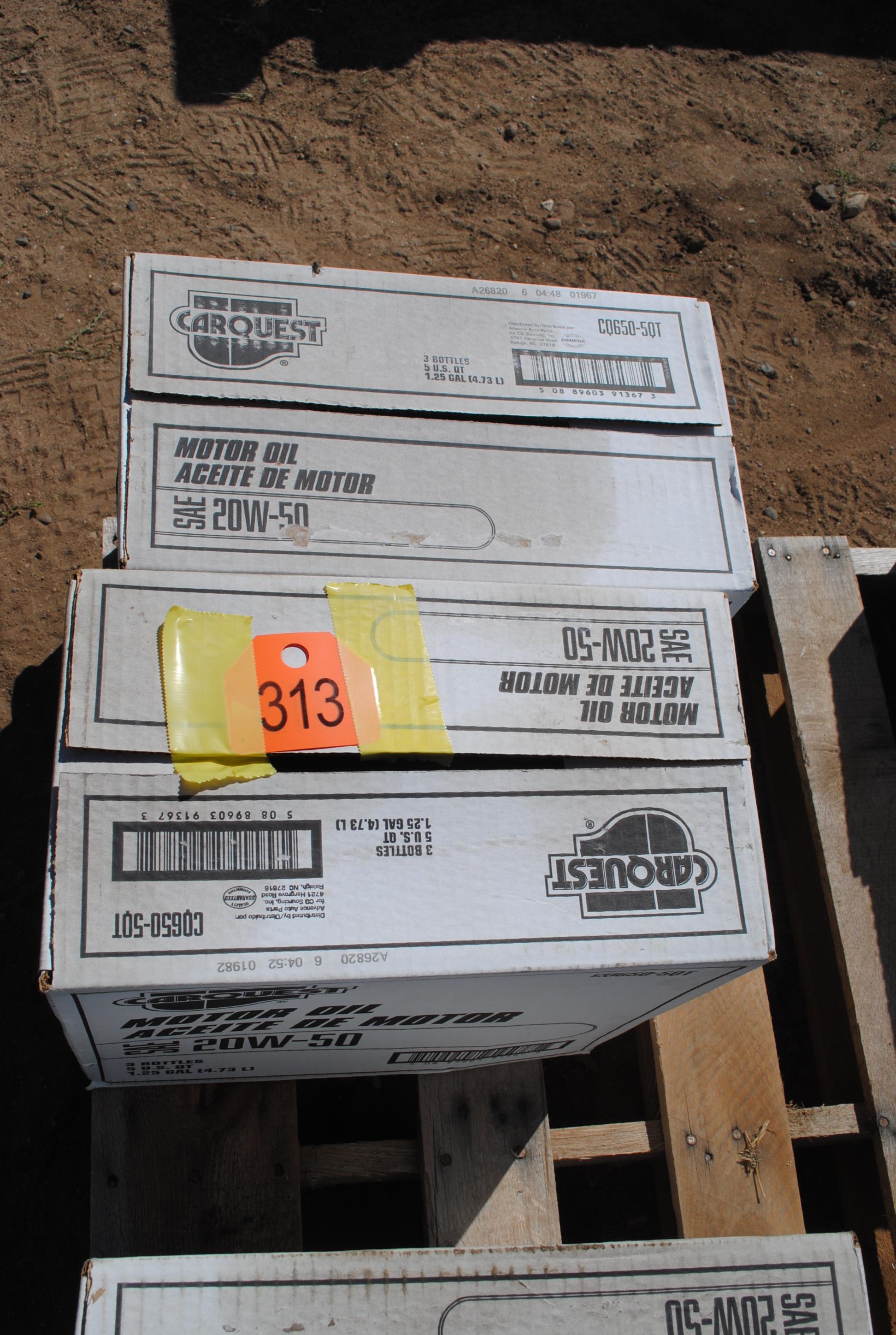2 Boxes of (3) 5-quart jugs 20W/50 motor oil (sells 2 times the money)