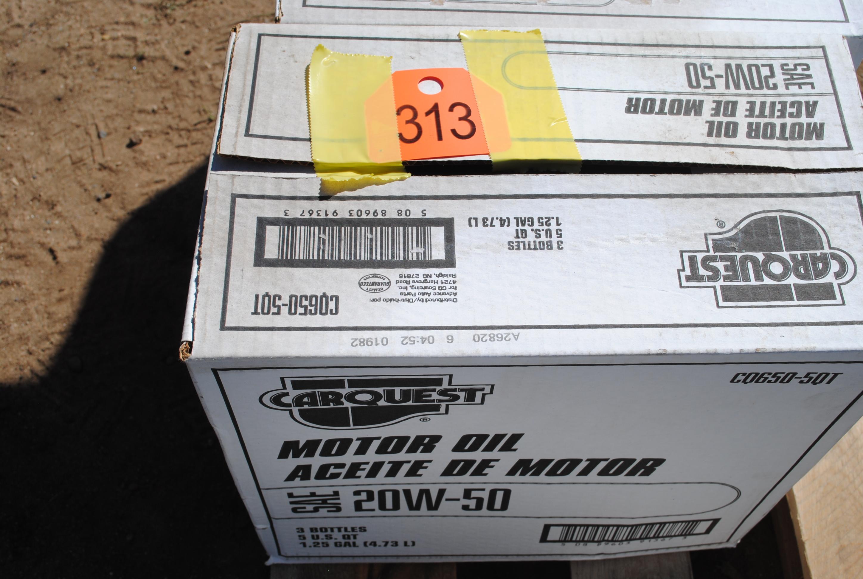 2 Boxes of (3) 5-quart jugs 20W/50 motor oil (sells 2 times the money)