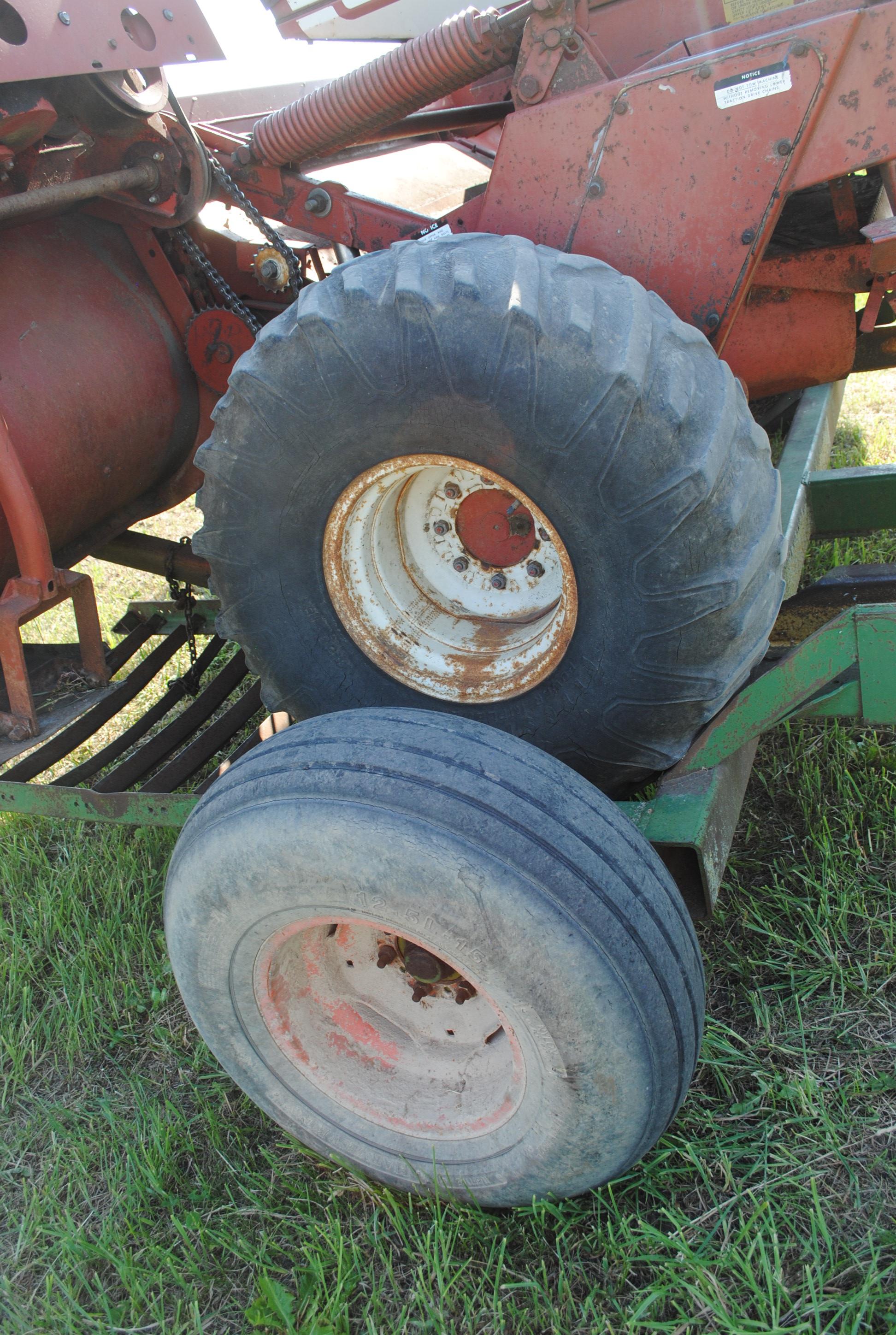 Hesston 6450 12' Swather, Chrysler gas engine, crimper, shows 5,504 hours, sells with home built swa