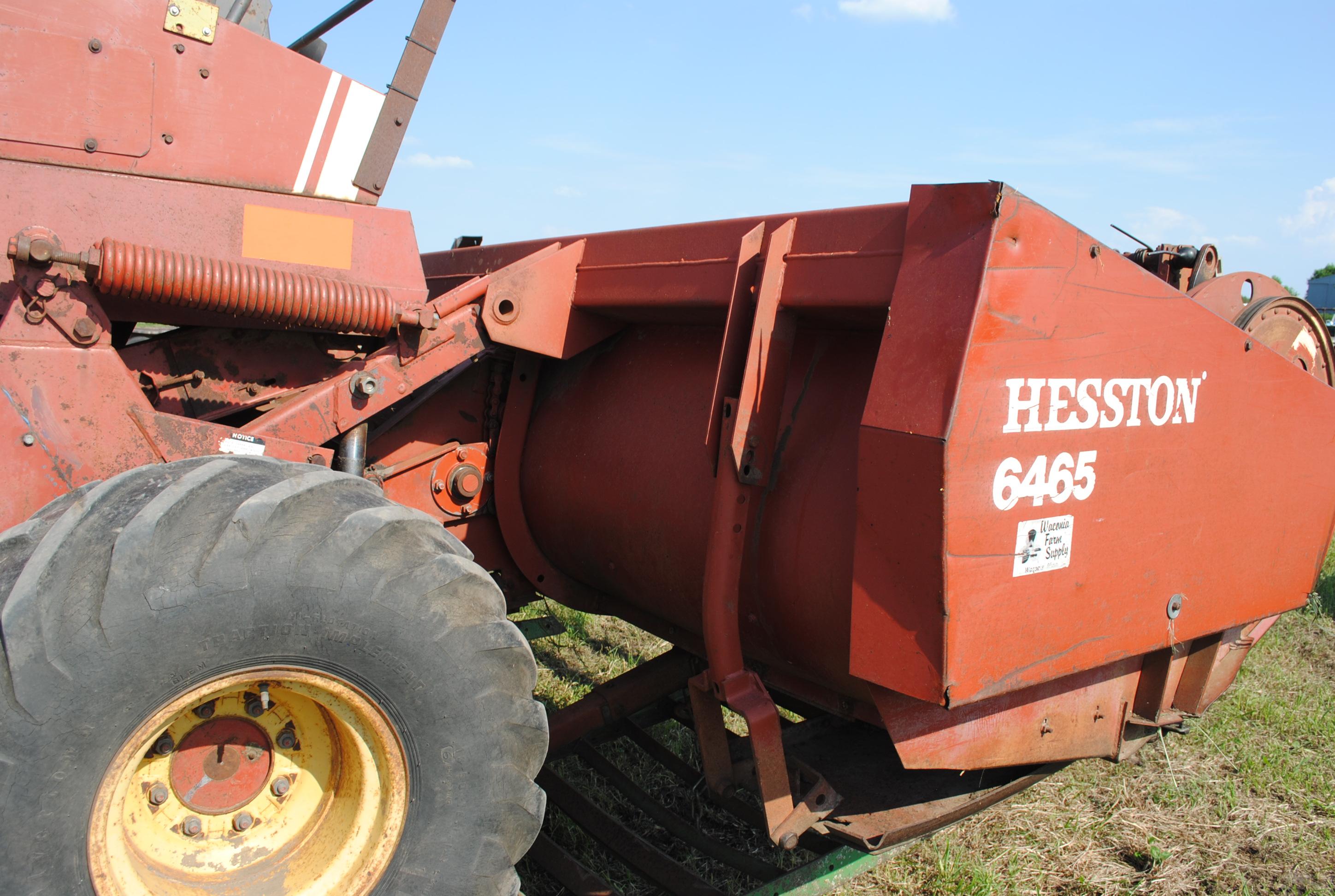 Hesston 6450 12' Swather, Chrysler gas engine, crimper, shows 5,504 hours, sells with home built swa