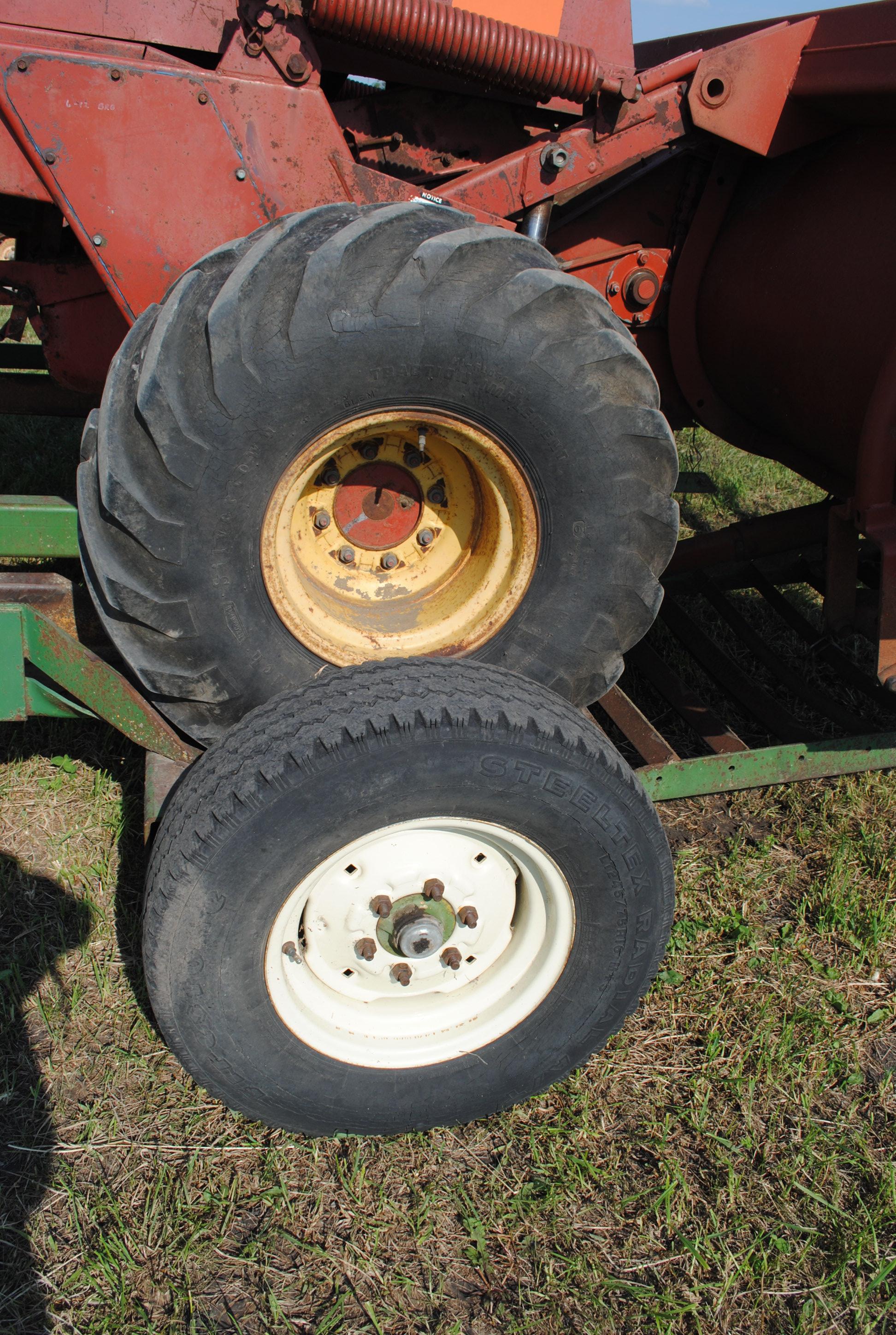 Hesston 6450 12' Swather, Chrysler gas engine, crimper, shows 5,504 hours, sells with home built swa