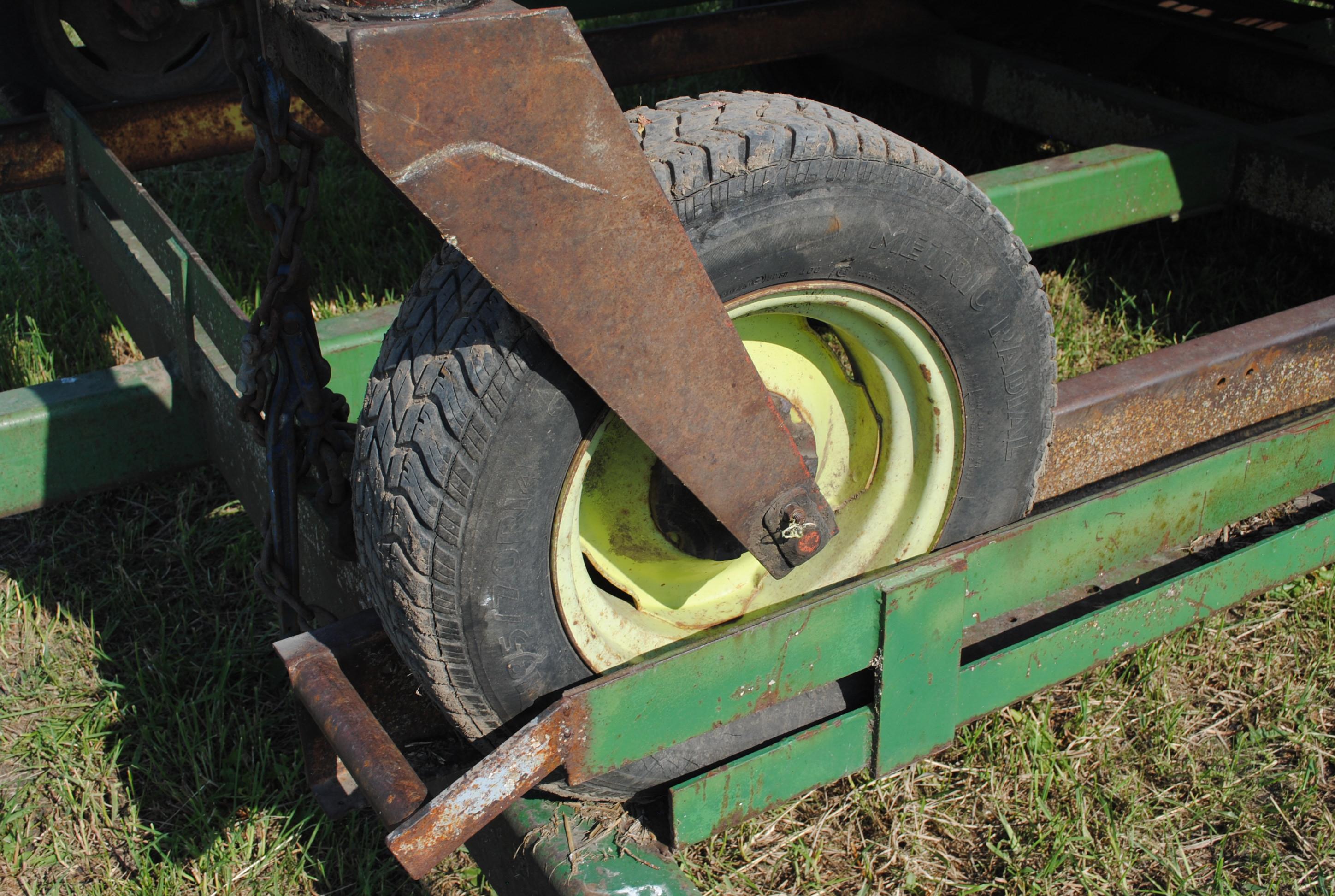 Hesston 6450 12' Swather, Chrysler gas engine, crimper, shows 5,504 hours, sells with home built swa