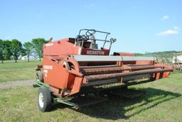 Hesston 6450 12' Swather, Chrysler gas engine, crimper, shows 5,504 hours, sells with home built swa