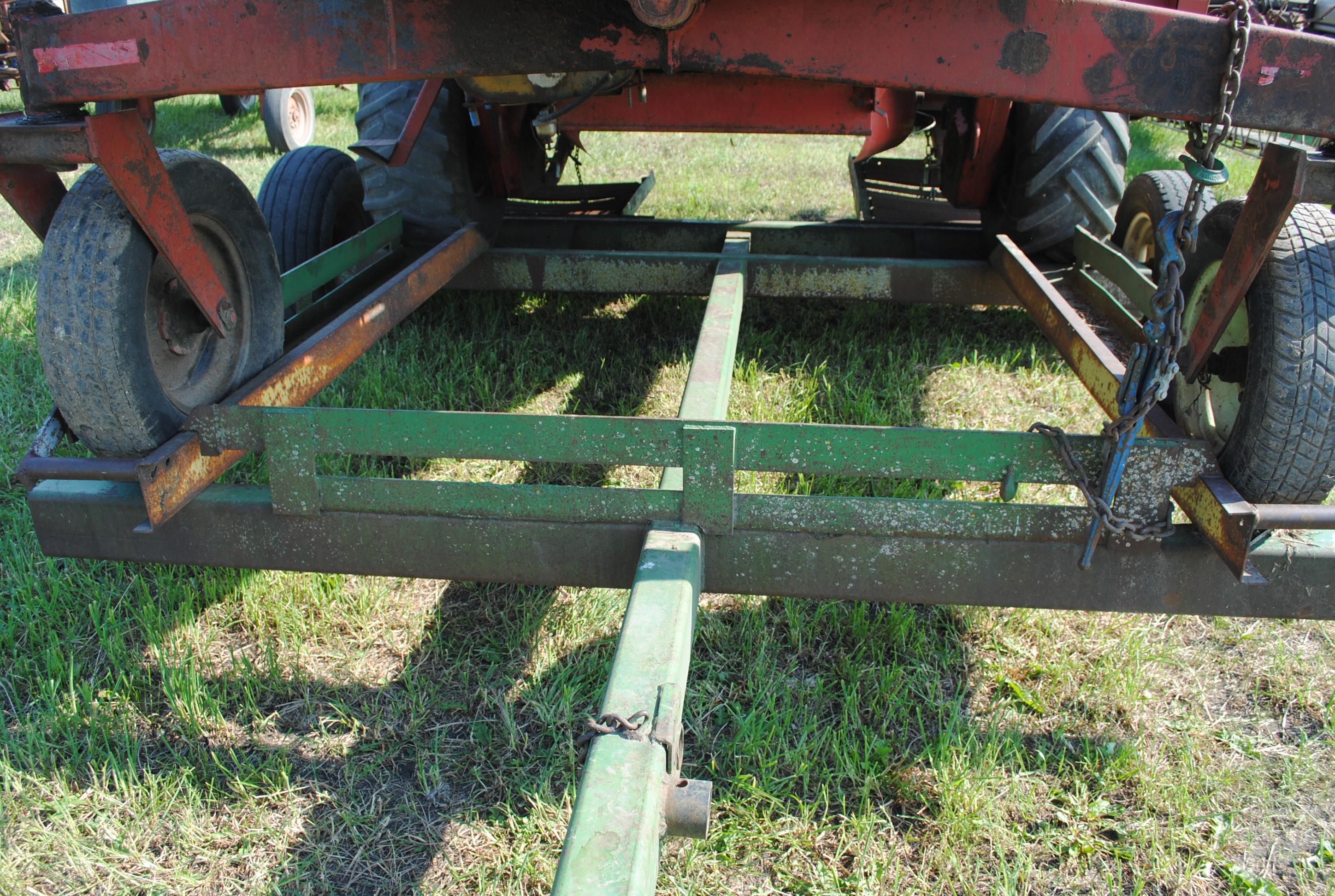Hesston 6450 12' Swather, Chrysler gas engine, crimper, shows 5,504 hours, sells with home built swa
