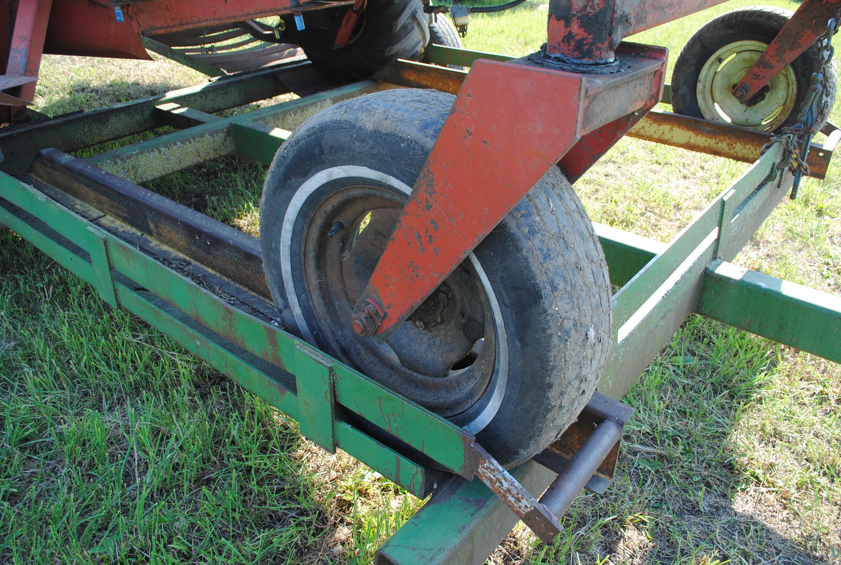 Hesston 6450 12' Swather, Chrysler gas engine, crimper, shows 5,504 hours, sells with home built swa