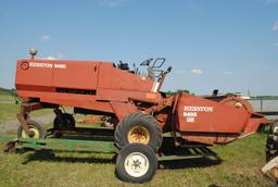 Hesston 6450 12' Swather, Chrysler gas engine, crimper, shows 5,504 hours, sells with home built swa