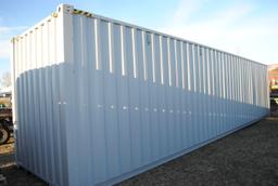 40' High Cube Container with four double doors on the side, double door on the back, lock box pocket