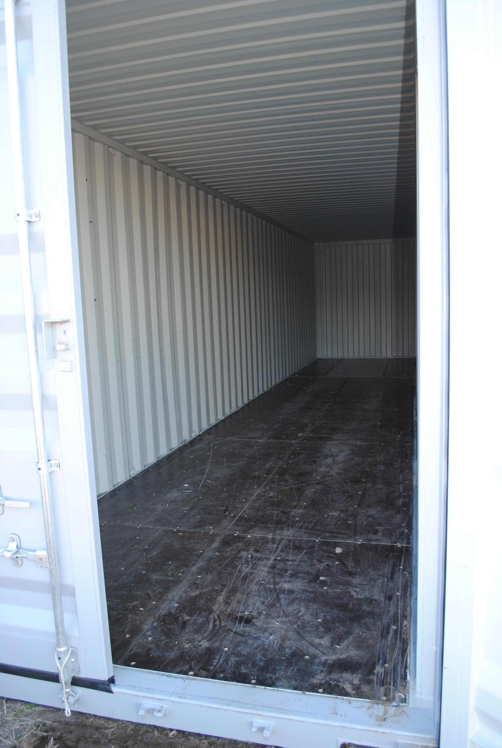 40' High Cube Container with four double doors on the side, double door on the back, lock box pocket