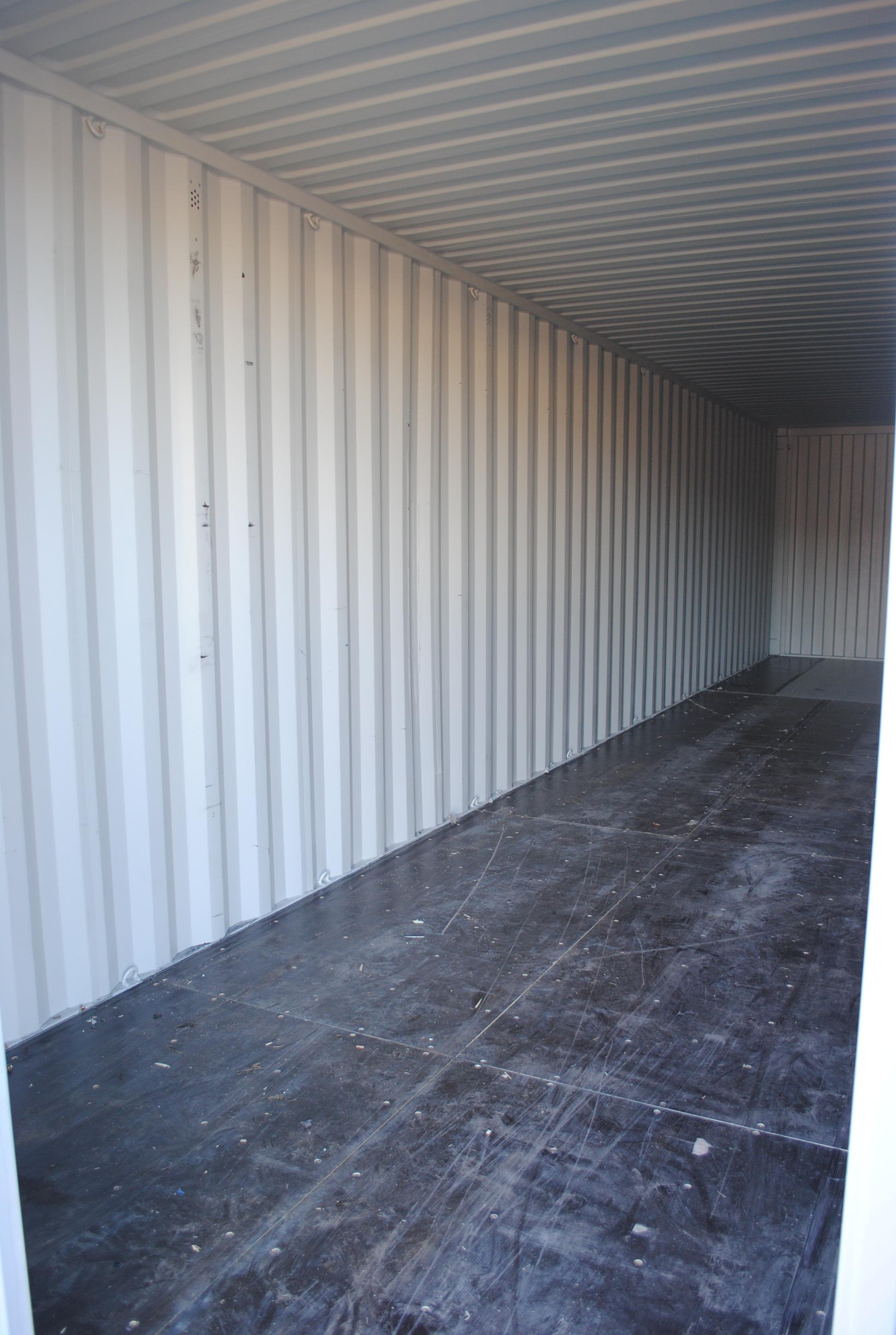 40' High Cube Container with four double doors on the side, double door on the back, lock box pocket