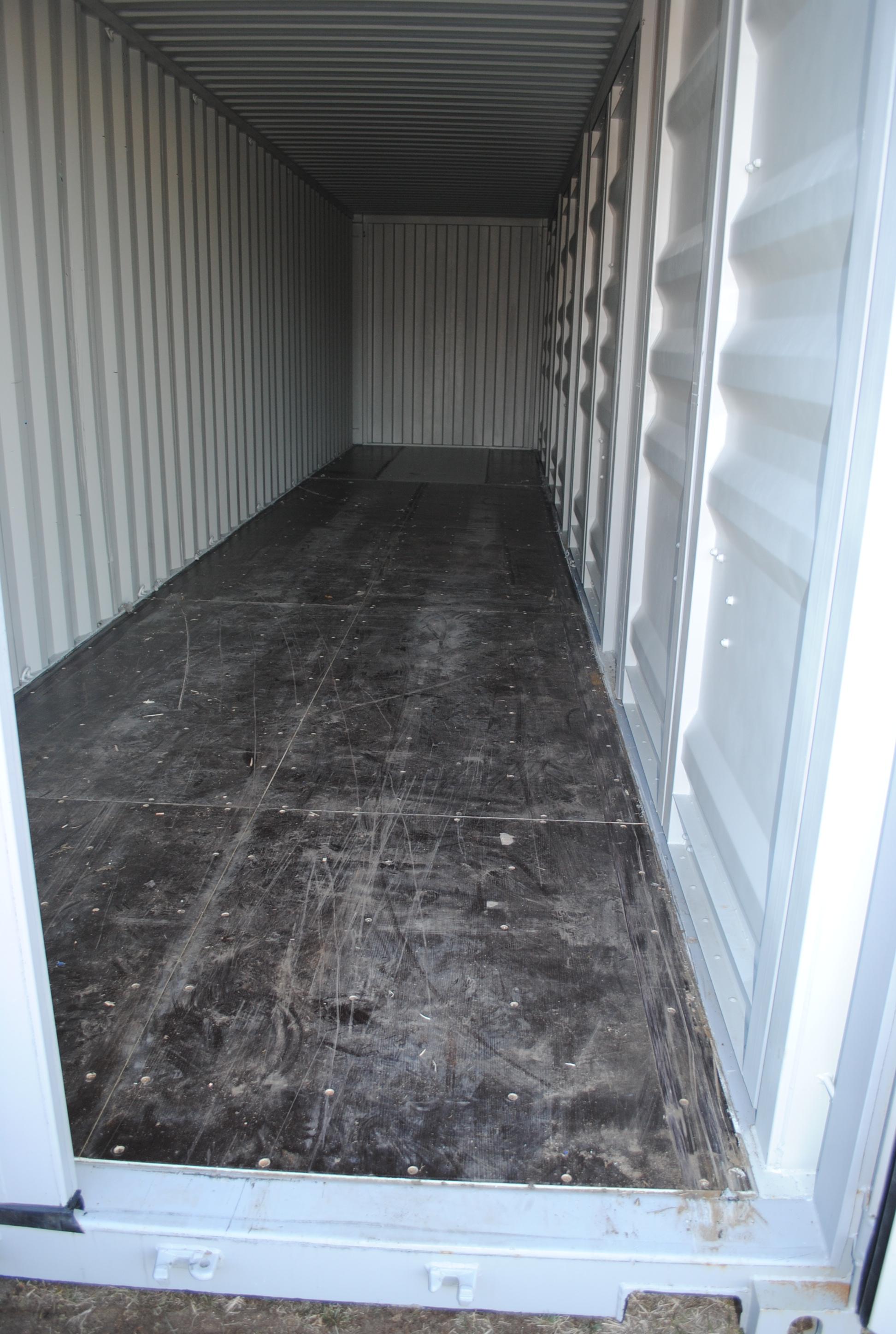 40' High Cube Container with four double doors on the side, double door on the back, lock box pocket