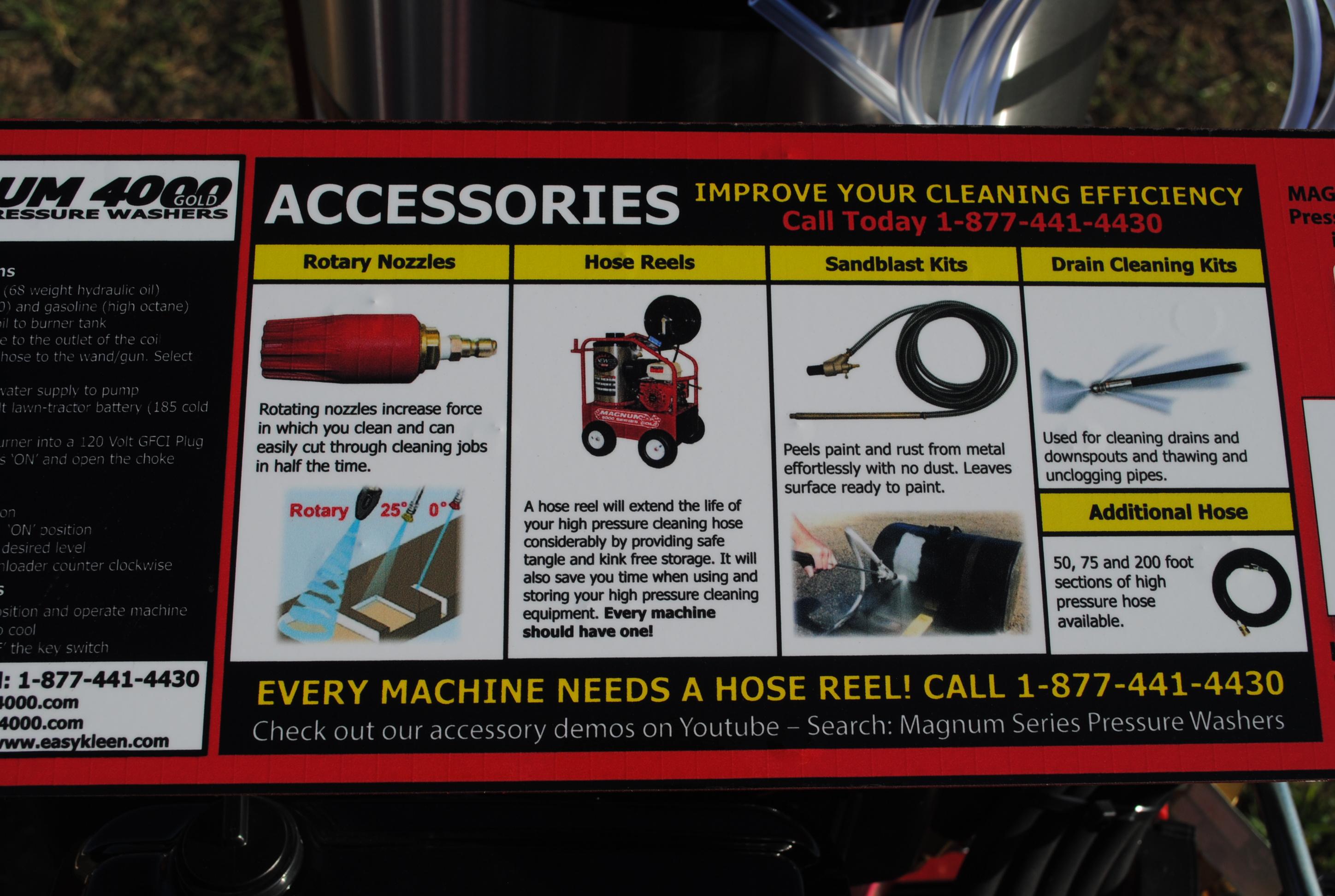 Magnum 4000 Pressure Washer hot water, wand and nozzles included, new - never had oil in it - read t
