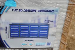 Chery Ind. 7', 20 drawer Workbench 38.19" tall, 87.80" wide, steel drawer b